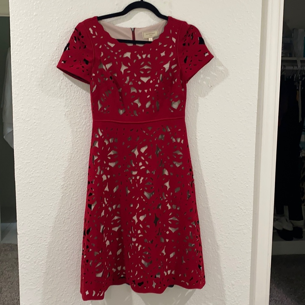 Anthropologie Red cut out dress